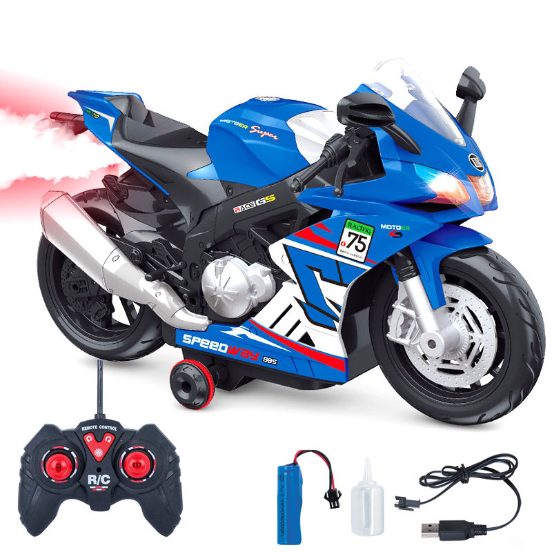 Remote control resembling ducati bike 360 rotation light sound smoke 1:20 scale (5-14 years)