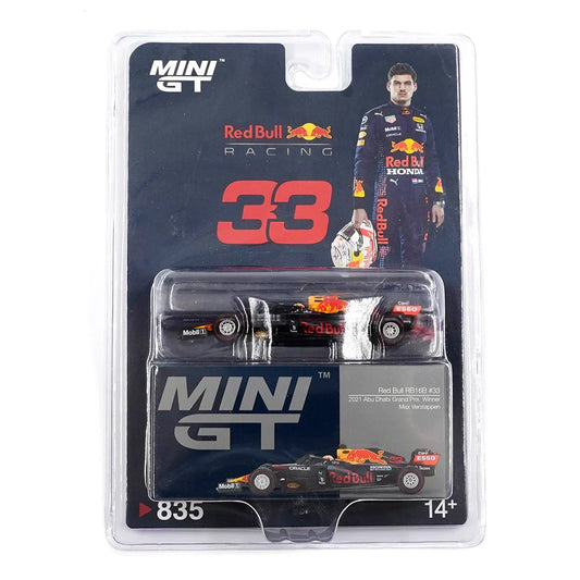 Mini GT Code 835 Red Bull RB16B #33 Max Verstappen 2021 Abu Dhabi Grand Prix Winner