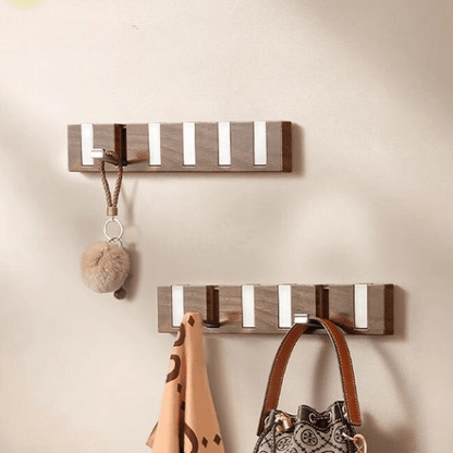 Wall-Mount Folding Fall Hooks with 6 Hooks, Drill Free