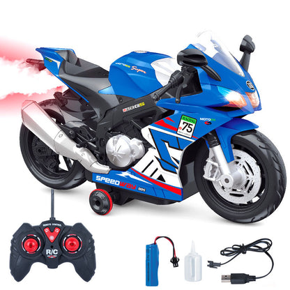 Remote control resembling ducati bike 360 rotation light sound smoke 1:20 scale (5-14 years)
