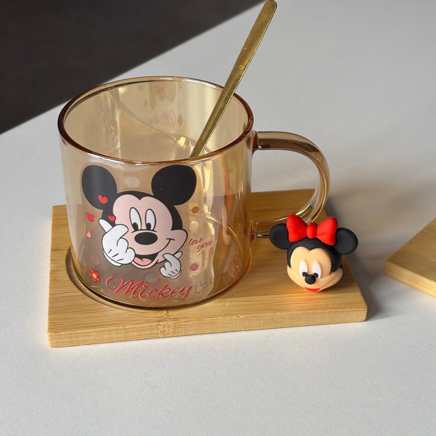 Mickey mug with tray and spoon