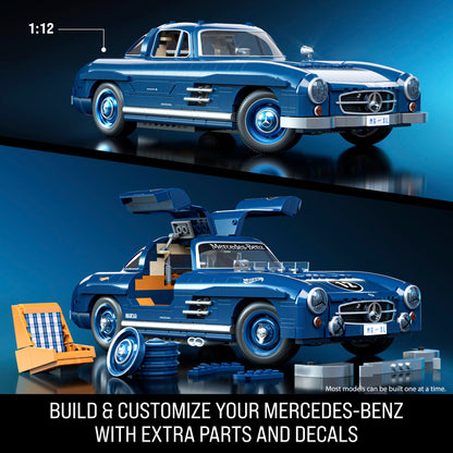 Mattel Brick Shop Hot Wheels Mercedes-Benz 300 SL Building Toy Kit (1600 Pieces), For Collectors