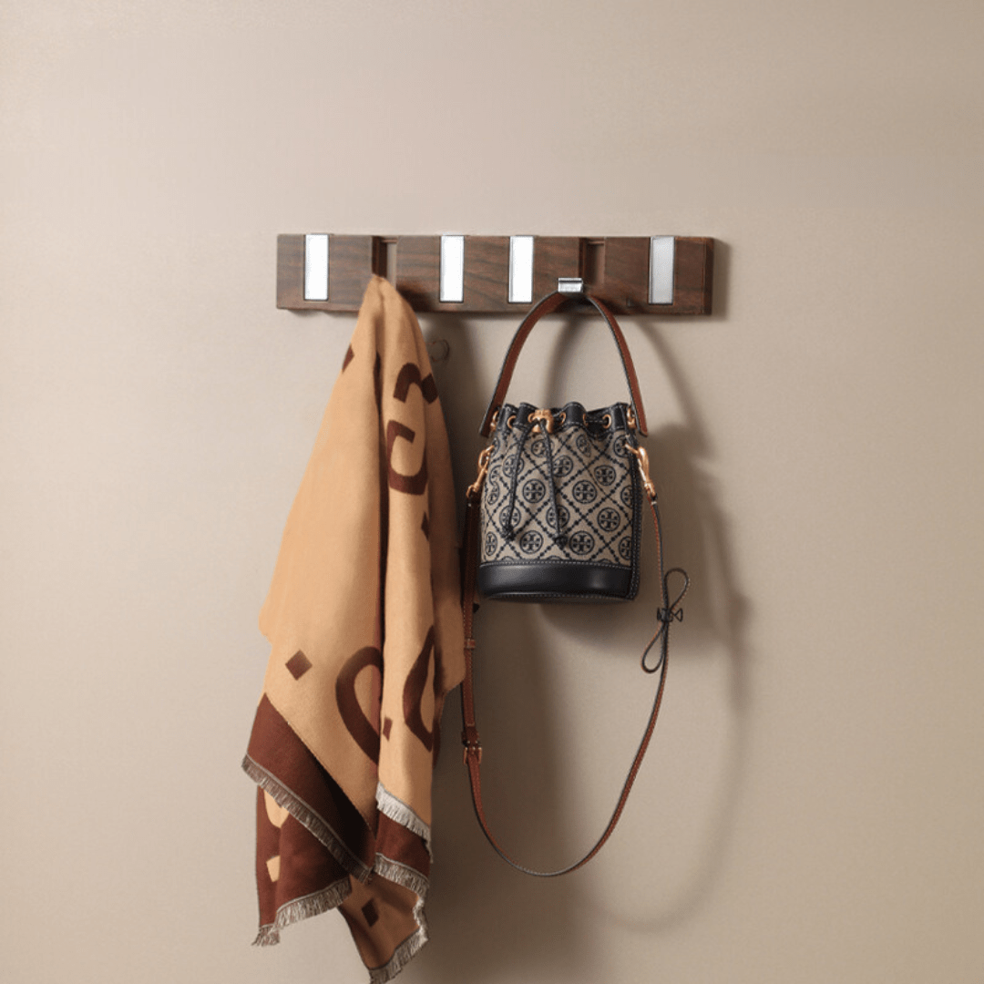 Wall-Mount Folding Fall Hooks with 6 Hooks, Drill Free