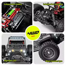 16103 RC Jeep 1/16 Scale 4WD High-Speed Off-Road Truck with LED Lights