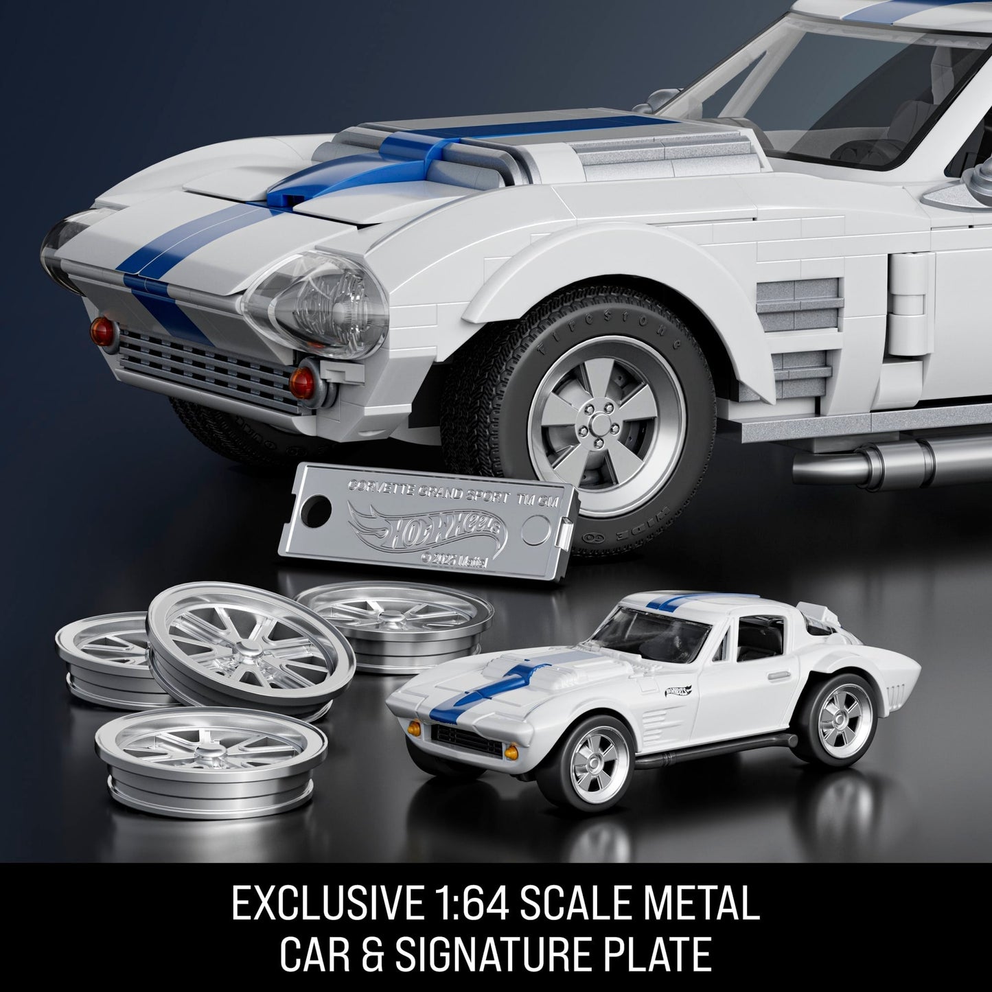 Mattel Brick Shop Hot Wheels Corvette Grand Sport Building Toy Kit (918 Pieces), For Collectors