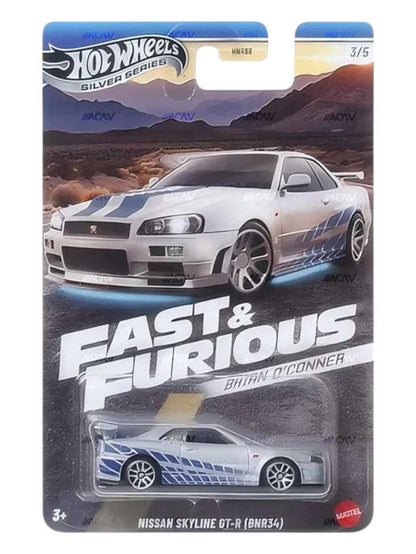 Hot Wheels 2025 Silver Series Fast and Furious Brian o'conner Cars  1:64 Scale - Set Of 5